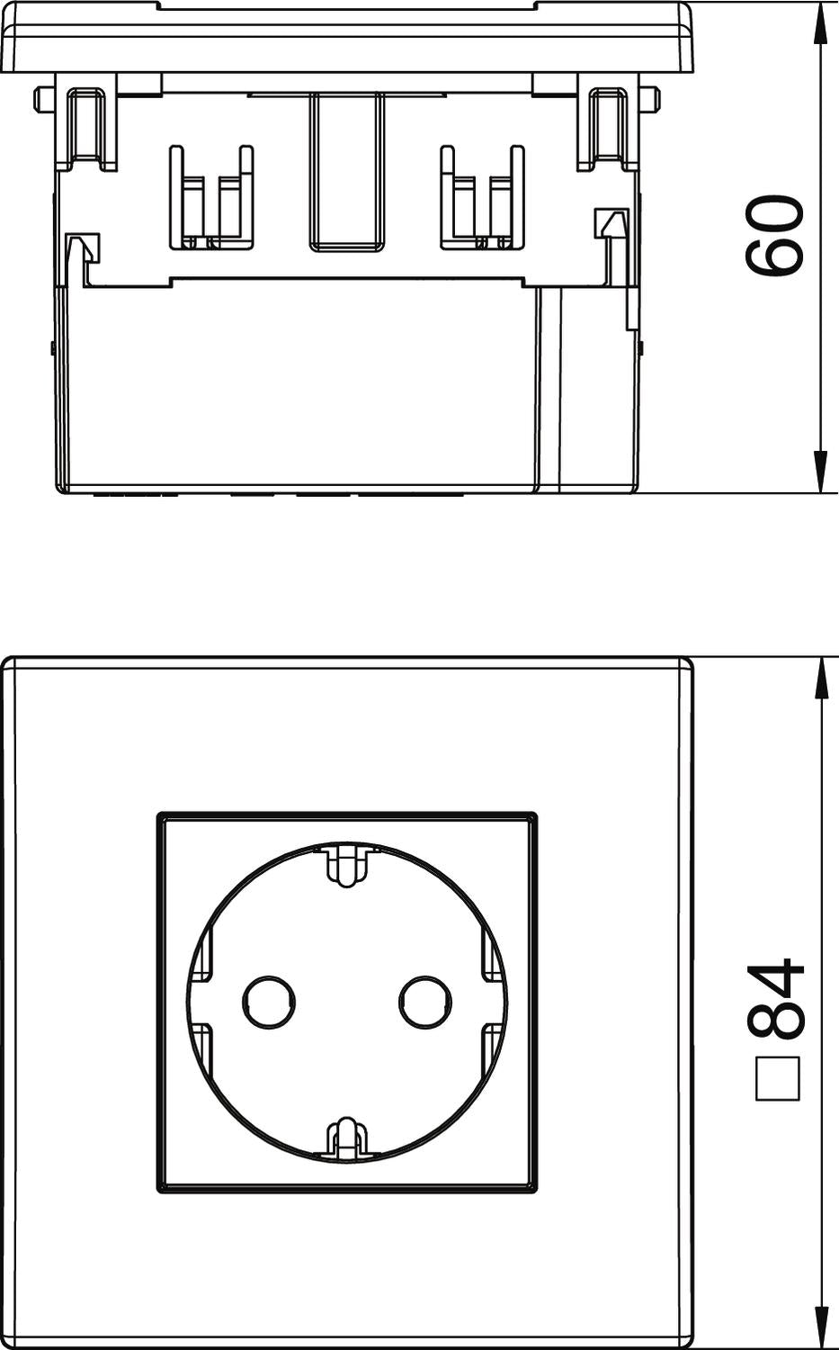 OBO Bettermann Socket Unit 1-Way 84x84x59mm rws SDE 6119401