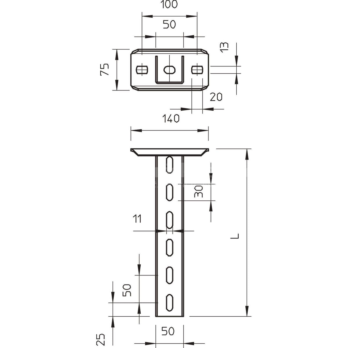 Hängestiel US 3 K/100 50x30x1000 (6342368)