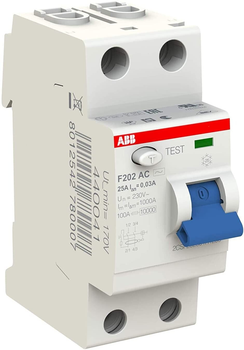 ABB F 202A-25/0.03 Circuit Breaker - Residual Current Circuit Breaker A-type 2 (2CSF202101R1250)