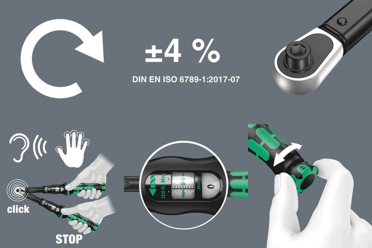 Wera Click Torque Adjustable Torque Wrench - 1/4" Hex Drive - 2.5-25Nm - 05075605001