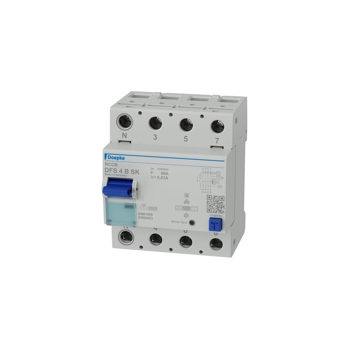 Doepke Residual Current Circuit Breaker DFS4 080-4/0.03-B SK 4-pole 80/0.03A (09154998)
