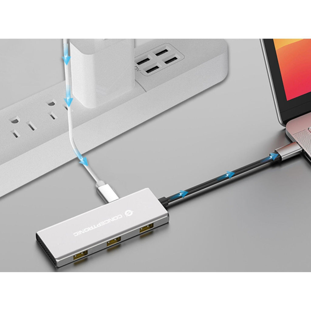 CONCEPTRONIC HUBBIES17G USB-C Hub - 7-Port - 100W PD - Model HUBBIES17G 4xUSB-C 3xUSB-A 100WPD o.N.0.25m