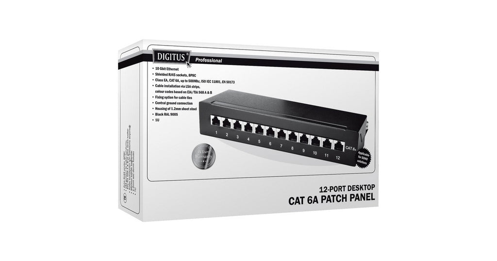 Assmann DIGITUS Desktop CAT 6A Patch Panel 12-port RJ45 Shielded Class EA DN-91612SD-EA 8P8C