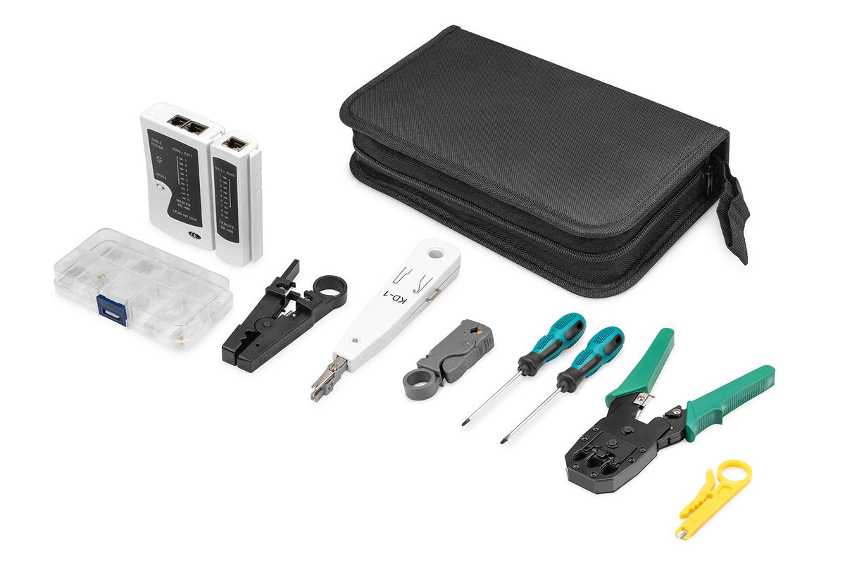 DIGITUS Network Tool Set LAN Tester Crimping Cut and Stripping Punch Down Bag (DN-94027)