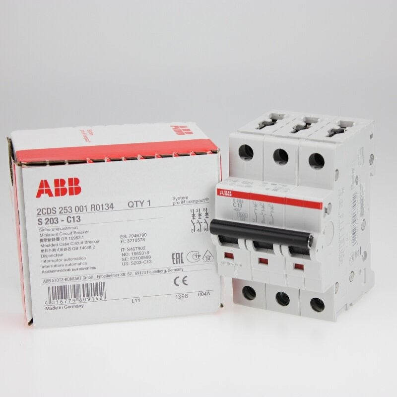 ABB STOTZ-KONTAKT Circuit Breaker 6kA 13A C 3p S203-C13 (2CDS253001R0134)