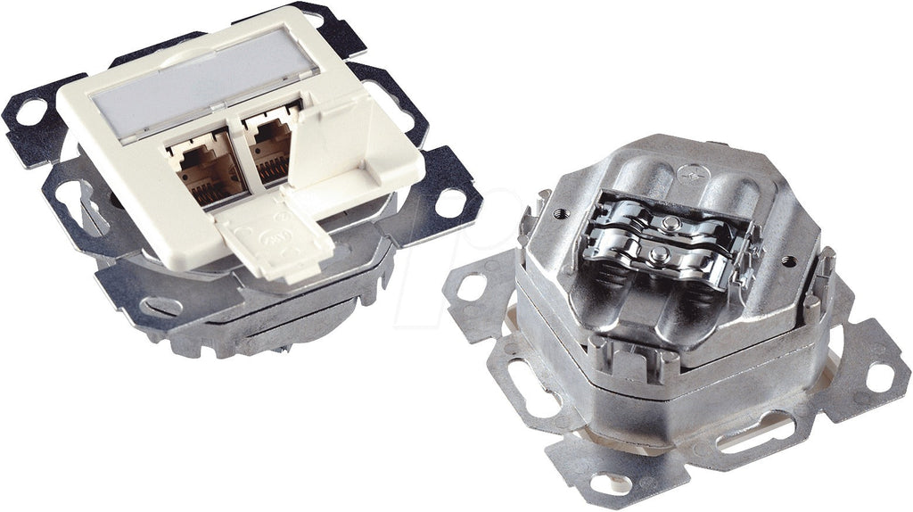 Telegärtner - Connection Box - AMJ45 8/8 K Up/50 - Cat.6A - Pearl White RAL 1013 - 2xRJ45 (J00020A0501)