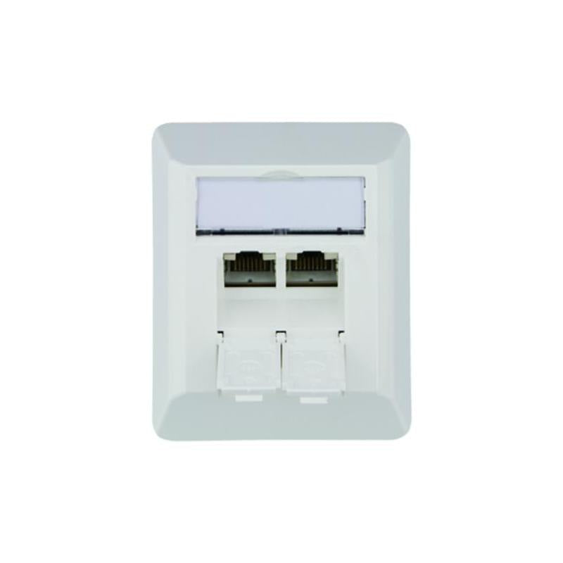 Telegärtner - Connection Box - AMJ45 8/8 K Up/50 - Cat.6A - Pearl White RAL 1013 - 2xRJ45 (J00020A0501)