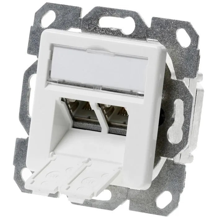 Telegärtner - Connection Box - AMJ45 8/8 K Up/50 - Cat.6A - Pearl White RAL 1013 - 2xRJ45 (J00020A0501)