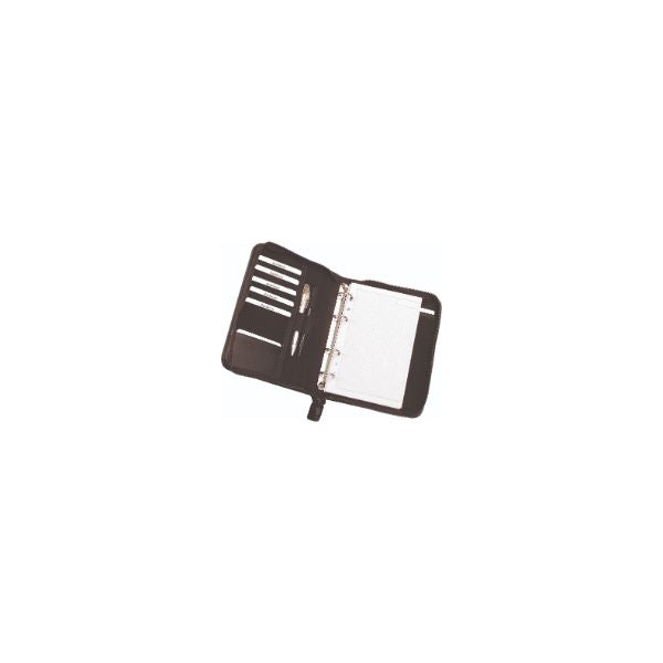 Alassio LUINO Ring Binder A5 Faux Leather Black with Zipper (30006)