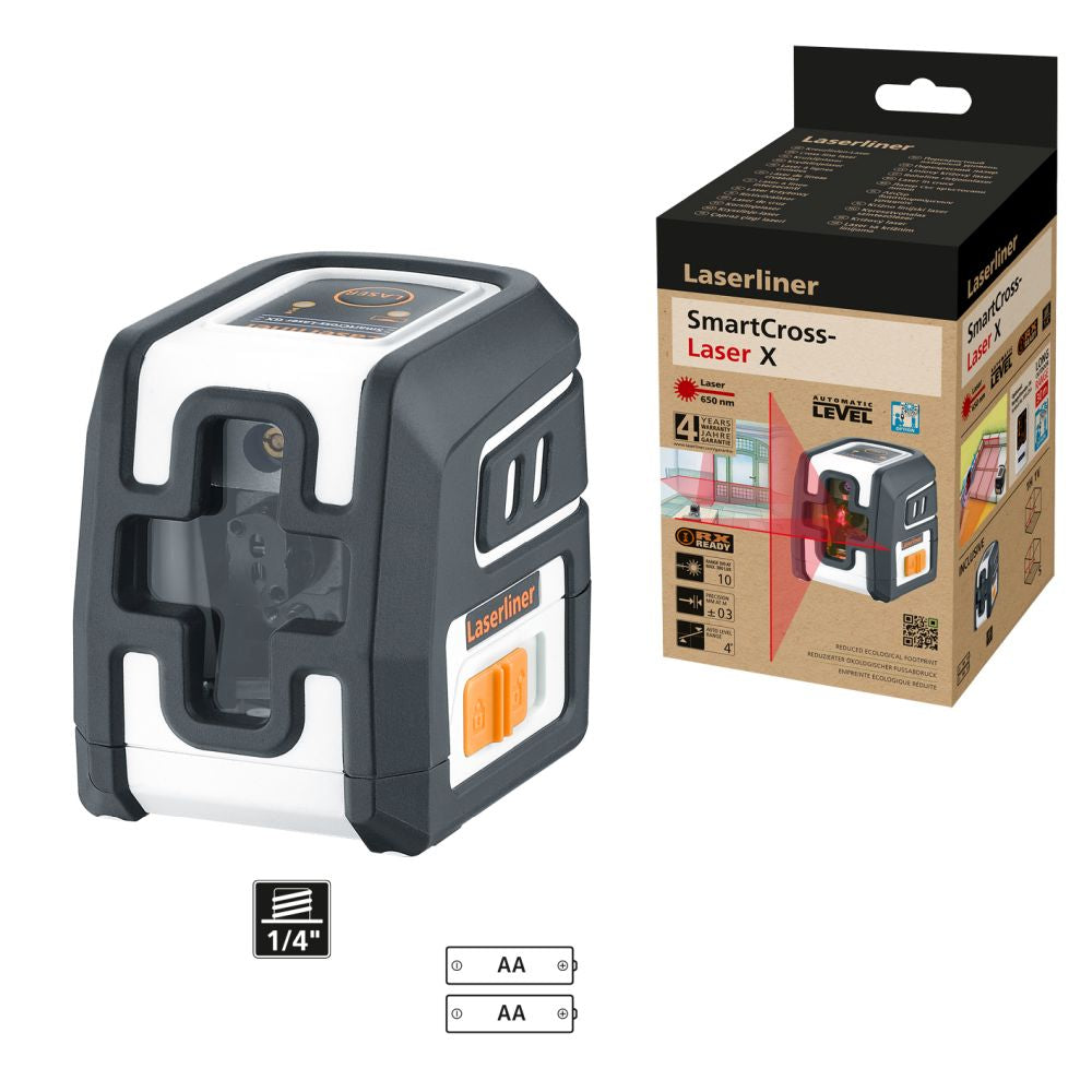 Laserliner SmartCross-Laser X Self-Leveling Cross Line Laser, 10 m Range (036.735E)