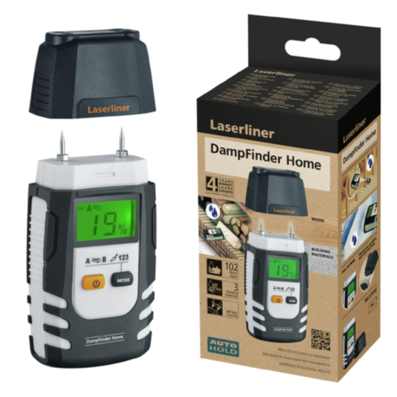 Laserliner DampFinder Home Moisture Meter - Pinless Measurement Tool - 082.013E