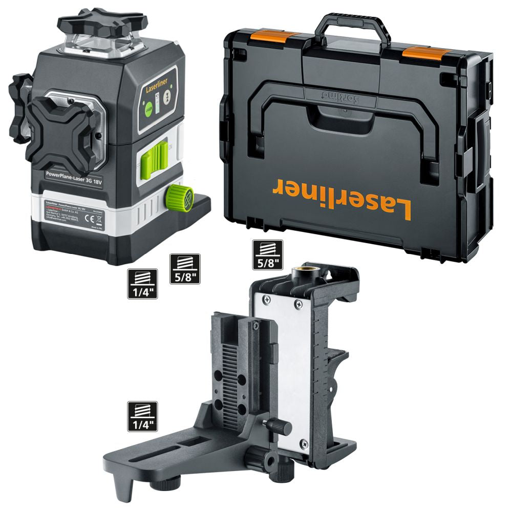 Laserliner PowerPlane-Laser 3 G Multi-18V Green Laser Level with Box - Model 036.380 L