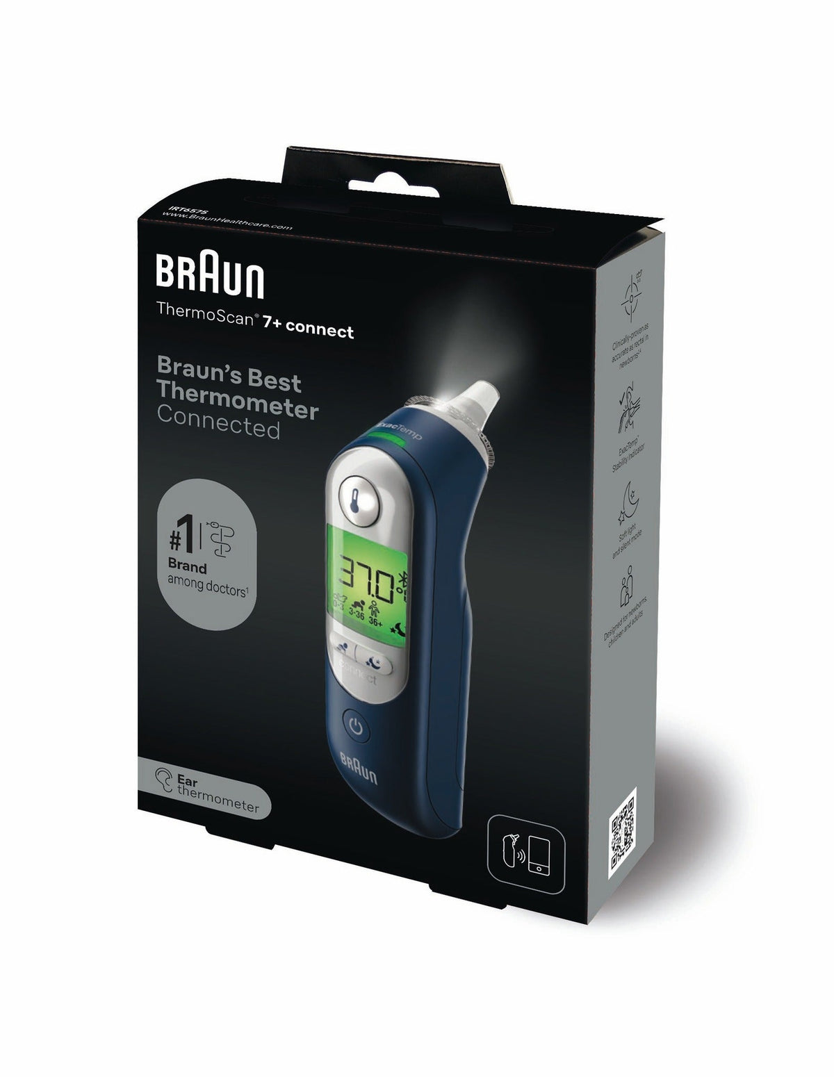 Braun ThermoScan 7+ Connect Fever Thermometer with Bluetooth (IRT6575)