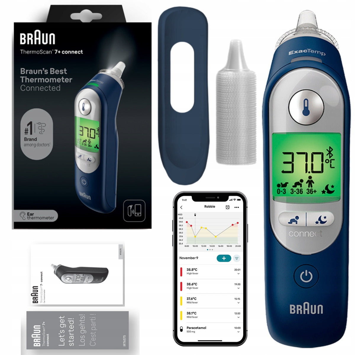 Braun ThermoScan 7+ Connect Fever Thermometer with Bluetooth (IRT6575)
