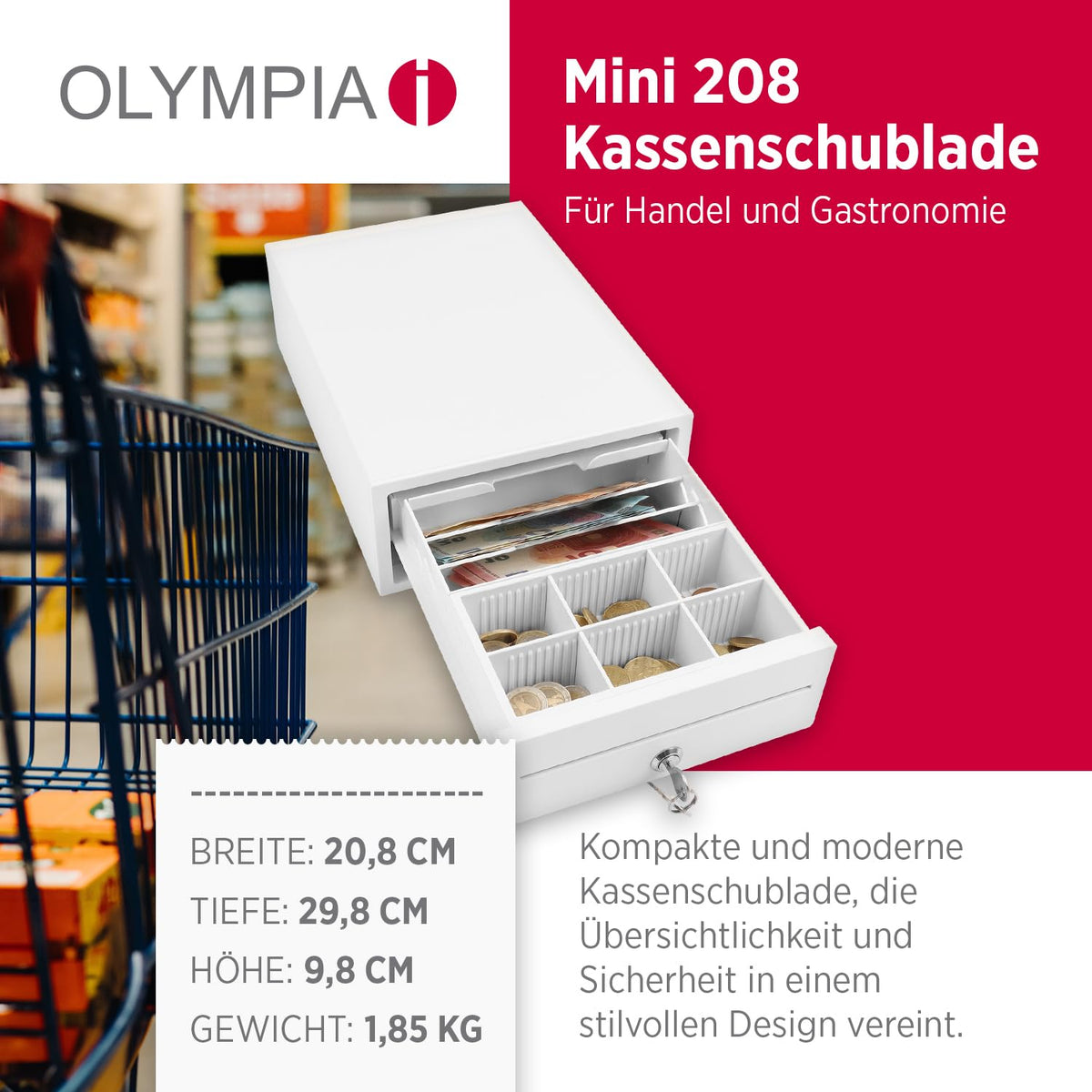Olympia Cash Drawer 208 Mini White, Model 947990113