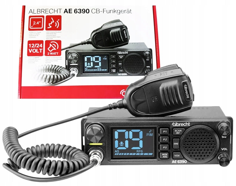 Albrecht CB Radio AE6390 - 12V/24V - 4W AM/FM - 40 AM & 40 FM Channels