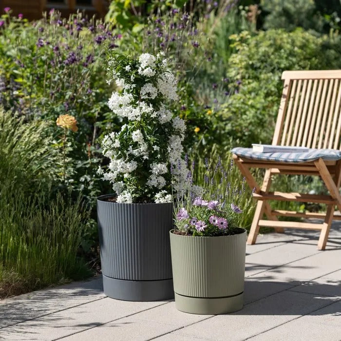 GARDEN ID Round Flower Pot with Reservoir - Ø 29 - 14 L - H 29 cm - Moss Green