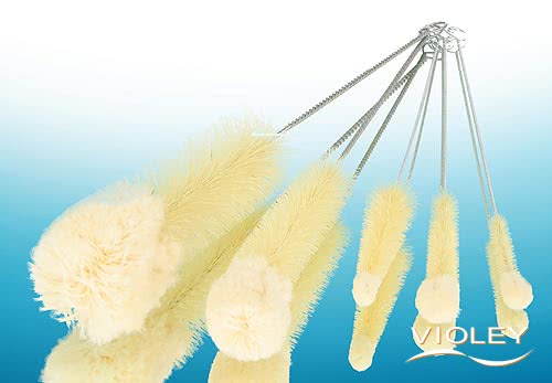 Redecker Cleaning Brush Set Virgin Wool 5 Brushes for Glasses, Bottles, Vases