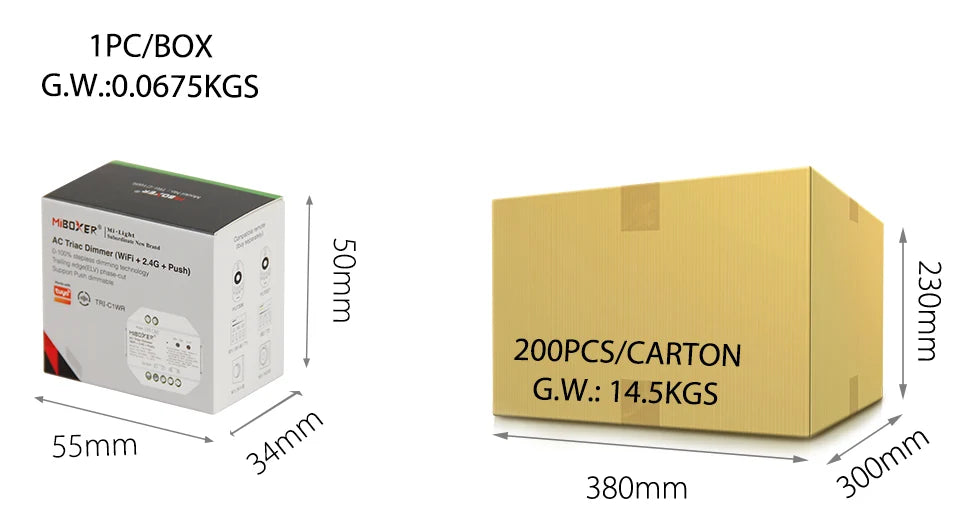 Miboxer Synergy 21 LED AC TRIAC Dimmer WiFi+2.4 G+Push*Milight (TRI-C1WR)