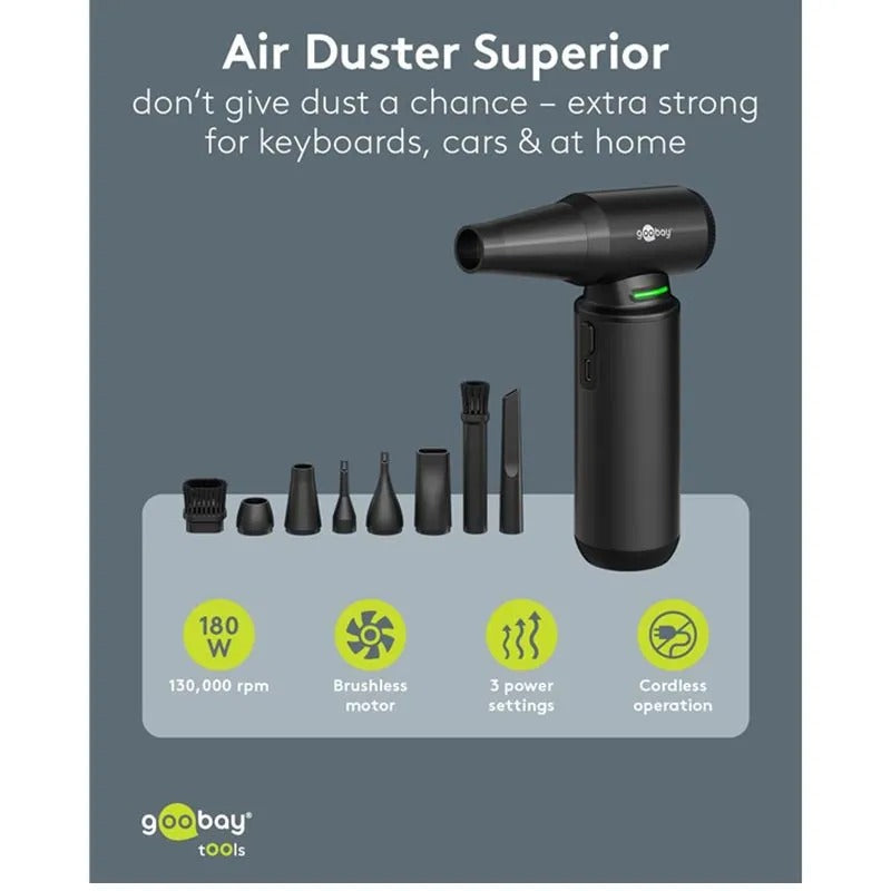 Goobay Superior Black Dust Blower Cleaning Set with 8 Attachments (77831)
