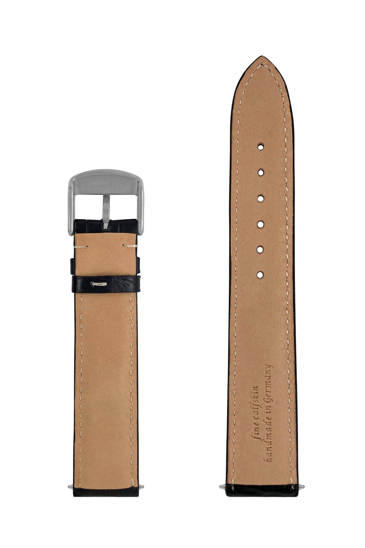 Zeppelin Black Leather Strap 20 mm Quick Release Watch Band