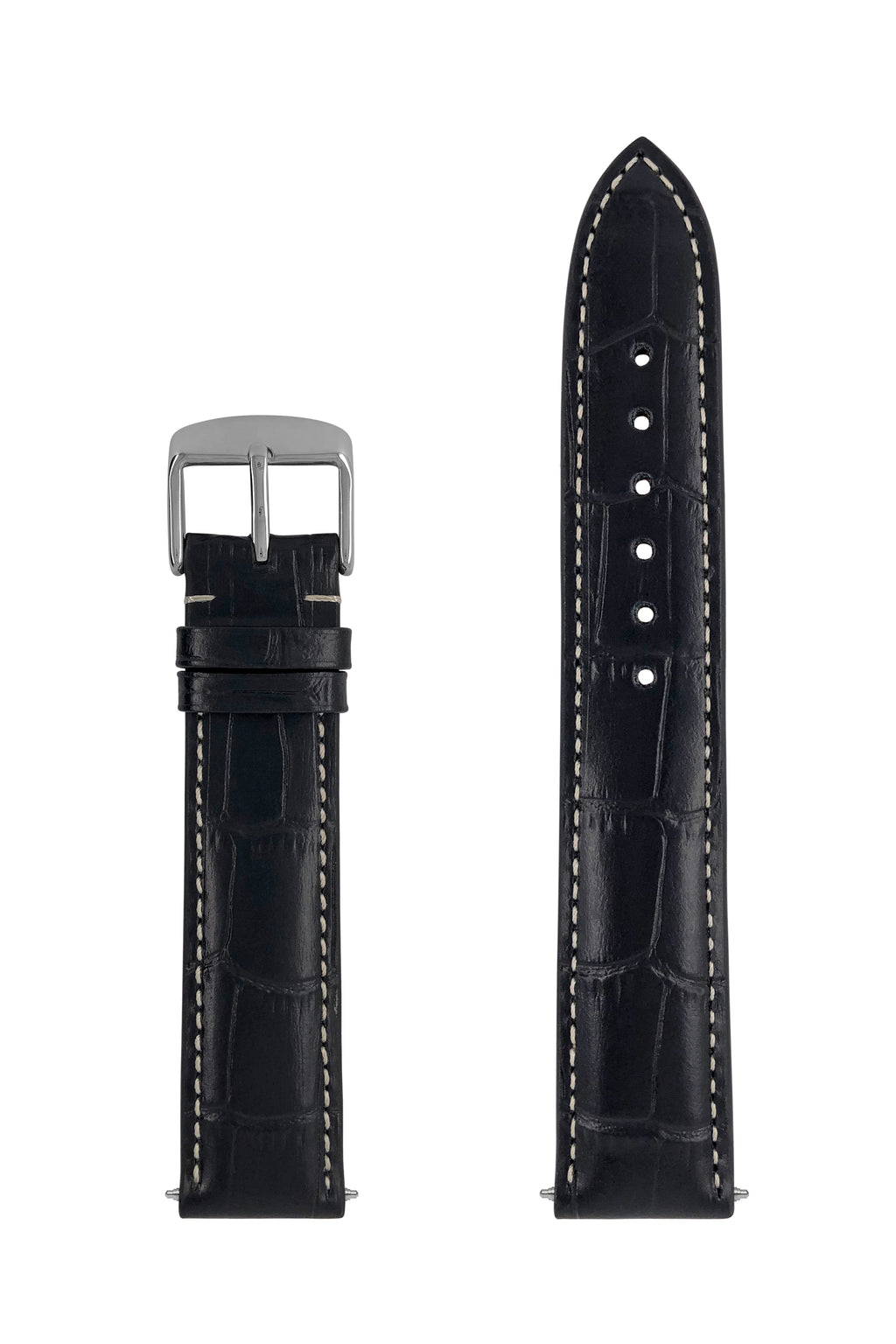 Zeppelin Black Leather Strap 20 mm Quick Release Watch Band