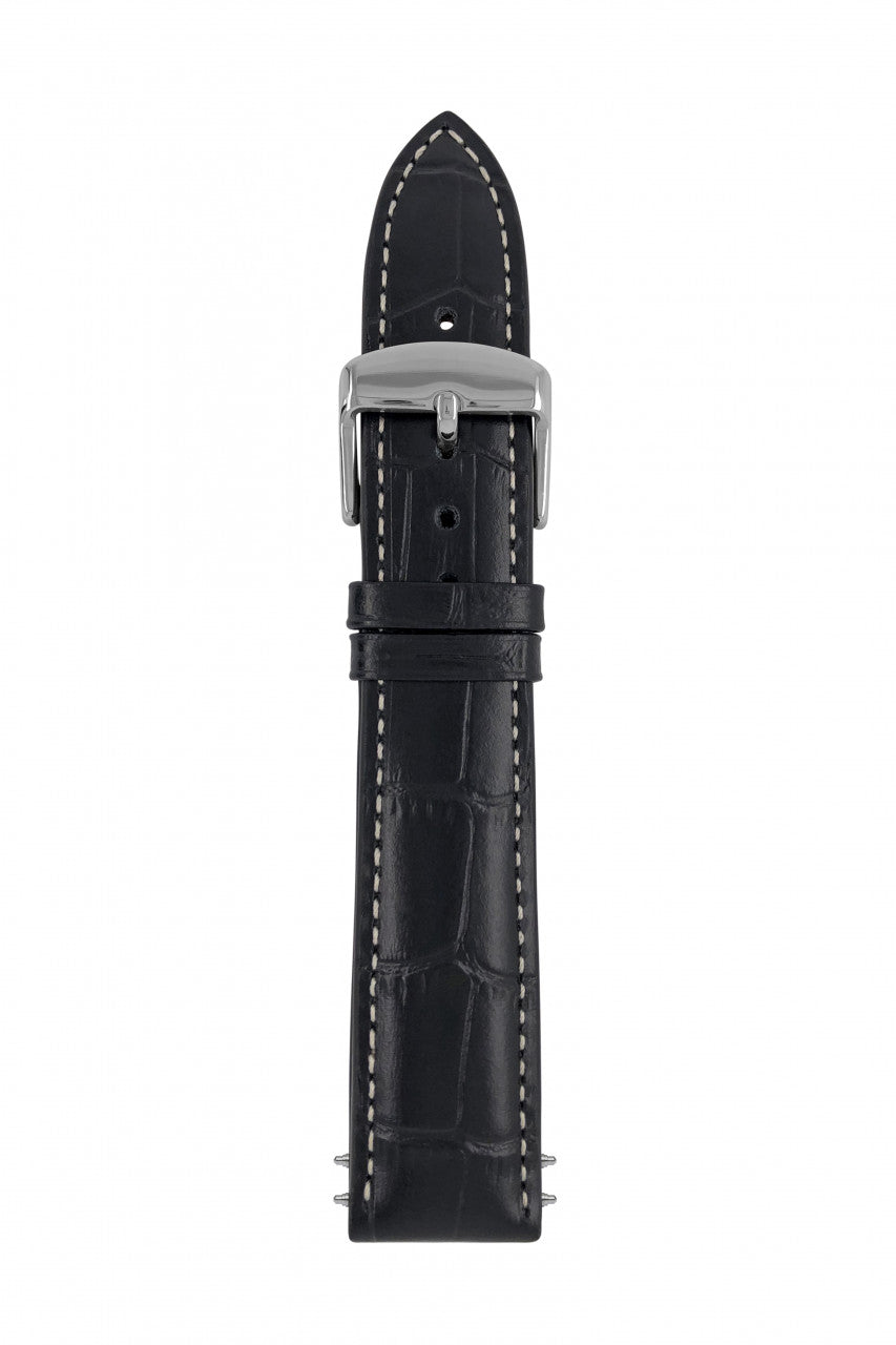 Zeppelin Black Leather Strap 20 mm Quick Release Watch Band
