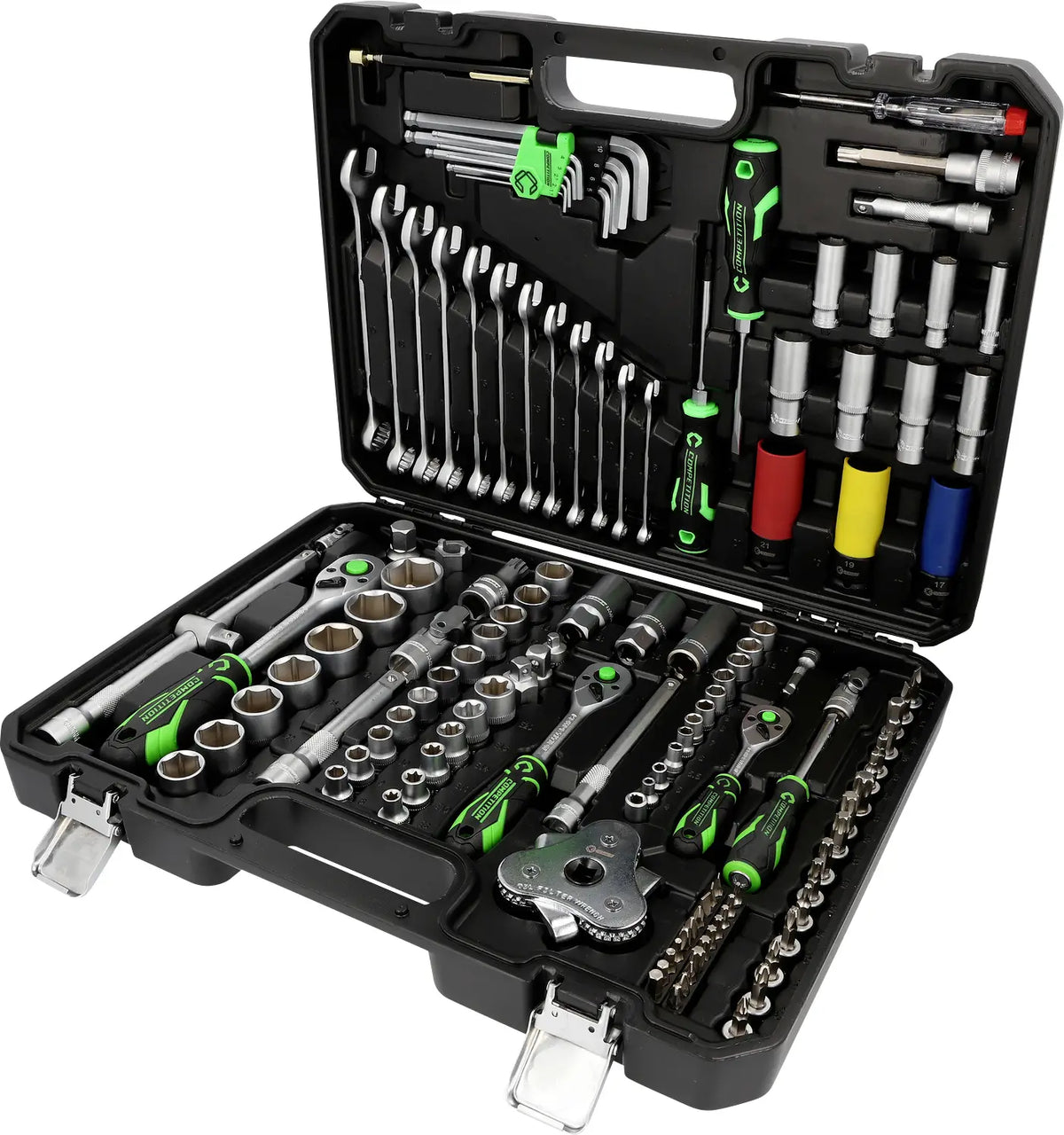 KS TOOLS 512.0191 Competition Socket Wrench Set 1/4"+3/8"+1/2"