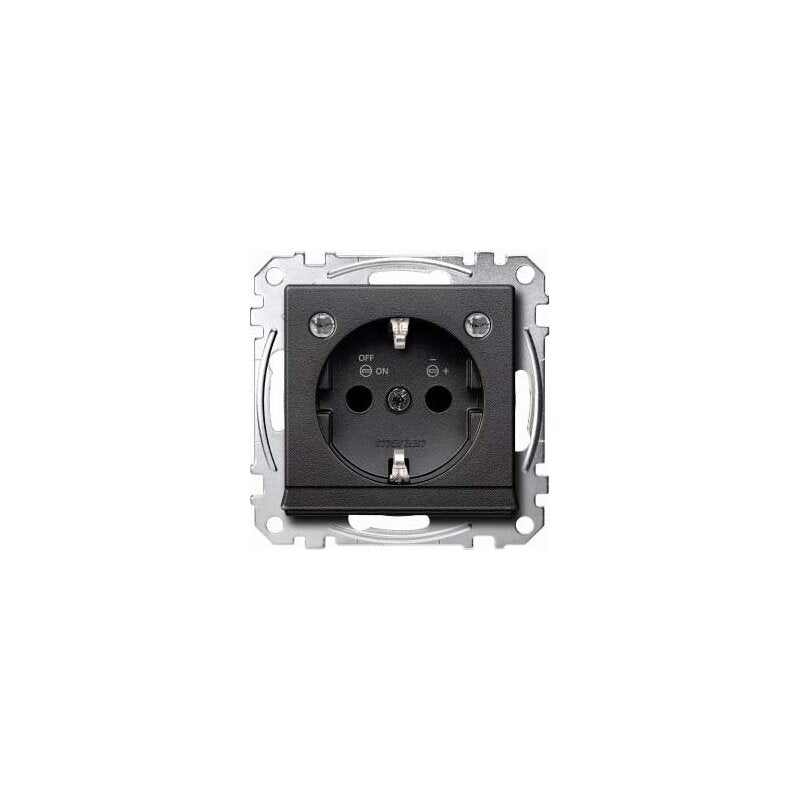 Merten SCHUKO Socket with Light Switch and LED Light - Anthracite - MEG2304-0414