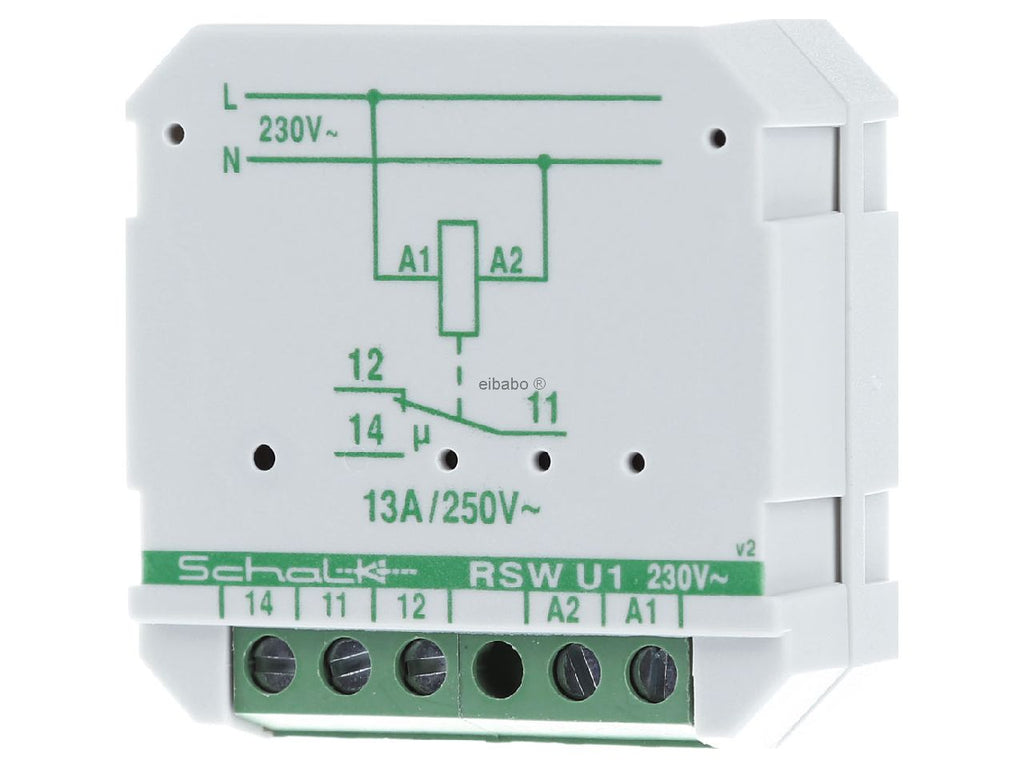 Schalk Control Technology Switching Relay 230VAC 1 Changeover Contact Flush Mount RSW U1 230V AC 43x43x18.5mm RSWU19