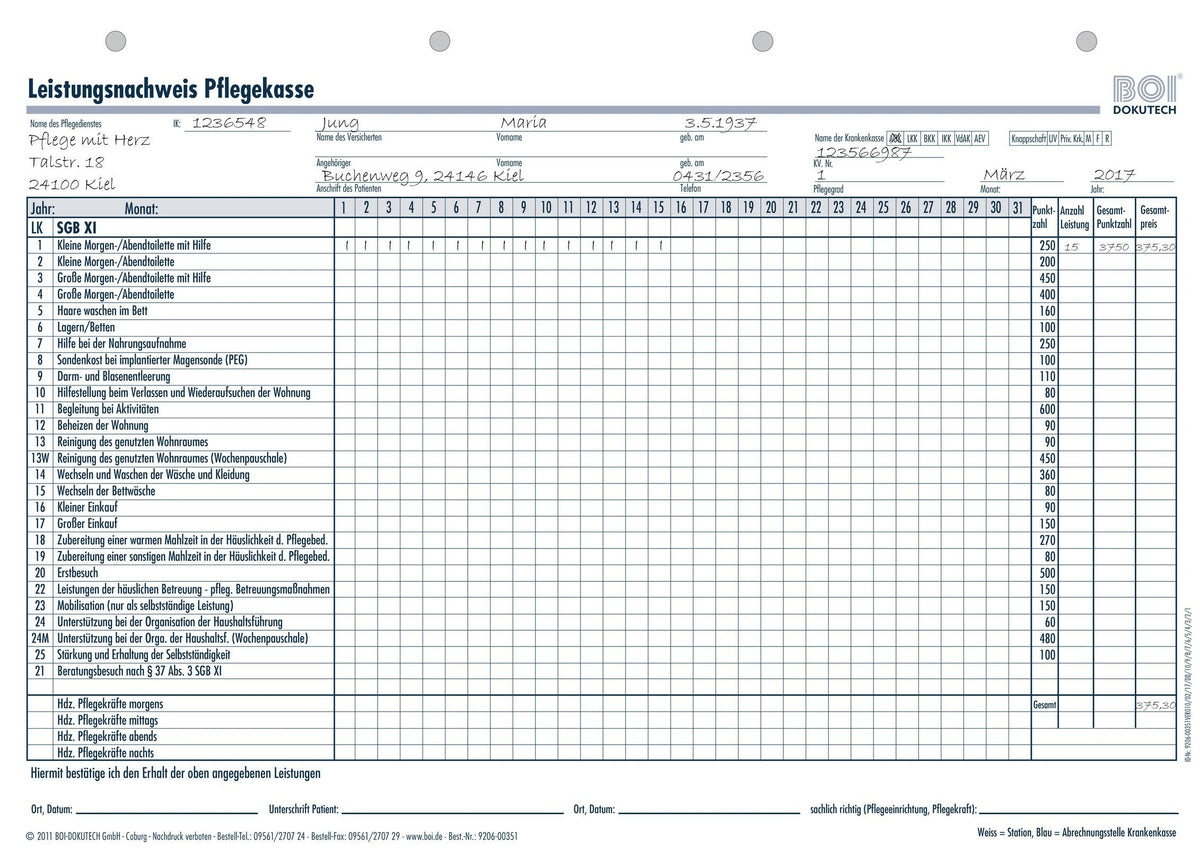 BOI Performance Record Long-Term Care Insurance Forms, 50 pcs. (9206-00351)