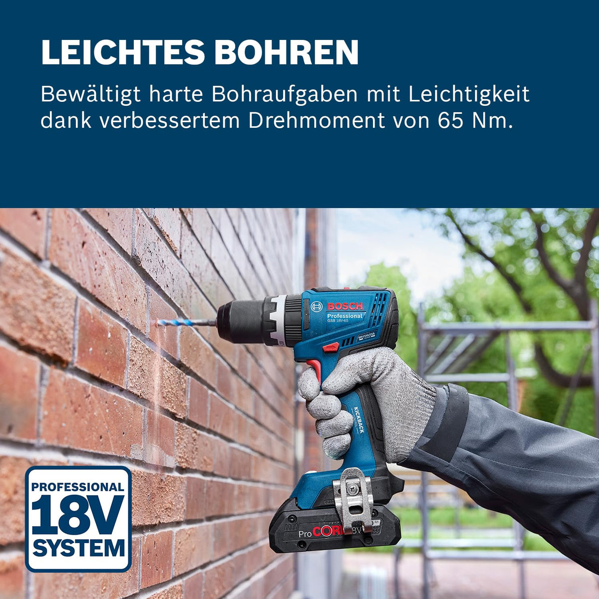Bosch GSB 18V-65 Cordless Impact Drill/Driver 2x5.0Ah 06019N3303