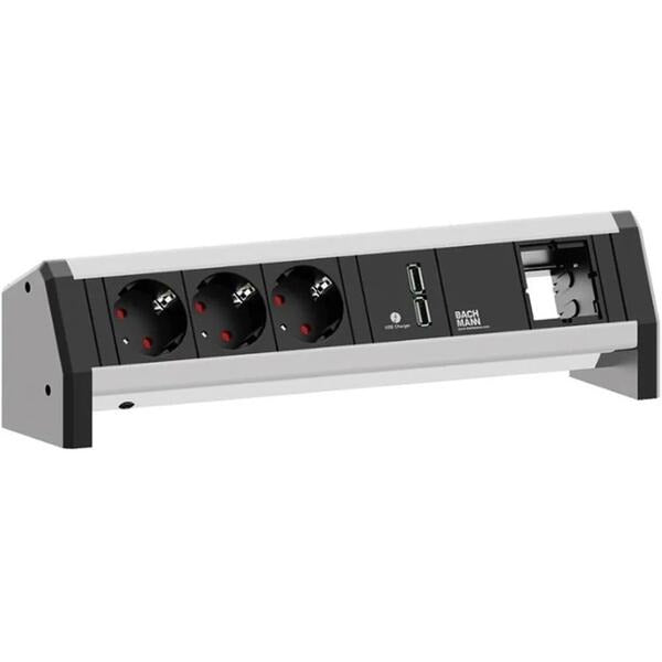 BACHMANN DESK 3x Schuko Sockets 1x USB Charger 1x ABD GST18 (902.0253)