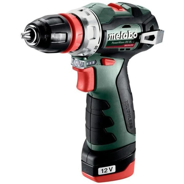 Metabo PowerMaxx BS BL Q - Cordless Drill/Driver - 2 Speeds - 10 mm Chuck - 38 N·m - 2 Batteries - 12 V