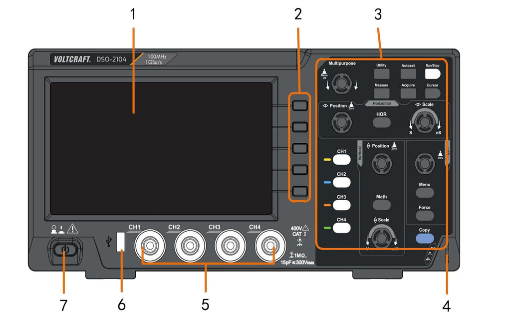 VOLTCRAFT DSO-2104 Digital Oscilloscope 100 MHz 4-Channel 1 GSa/s 80 kpts 8-Bit (VC-11539895)