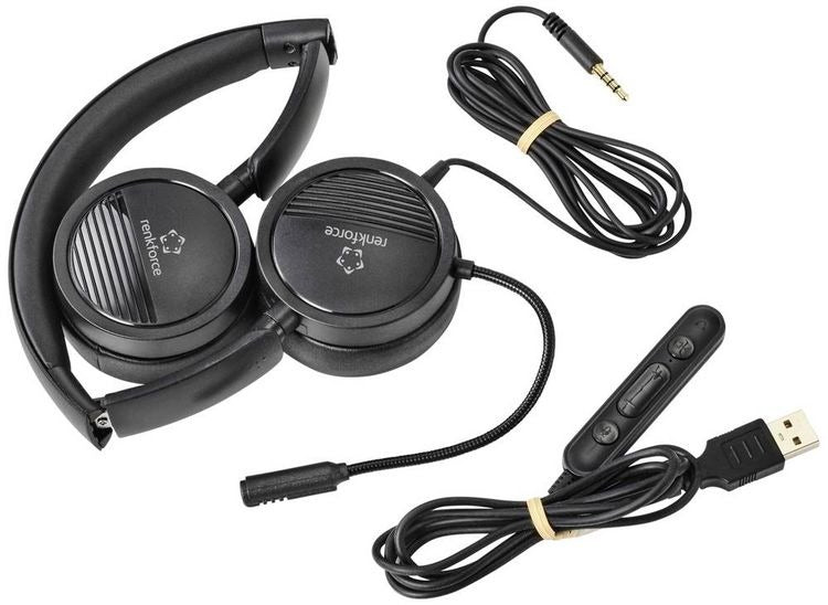 Renkforce RF-HS-360 USB Stereo On Ear Headset Black (RF-4737358)