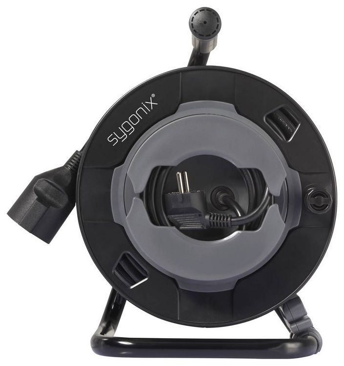 Sygonix SY-6618486 Cable Reel Black with Schuko Plug (SY-6618486)