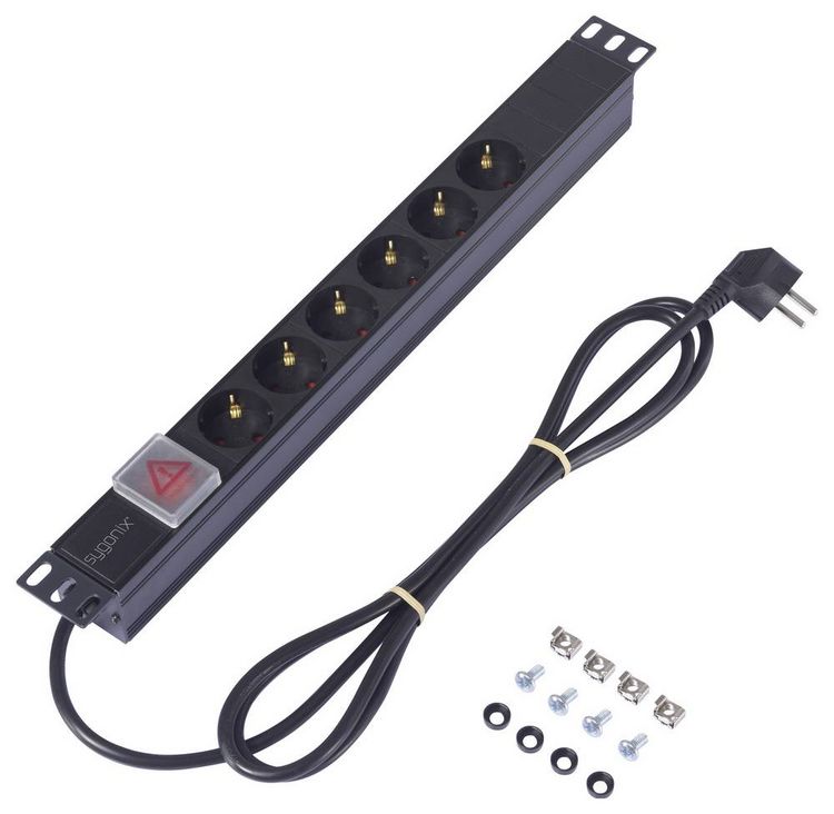 Sygonix 19-inch 6-way Power Strip Black Grounded 1 pc. (SY-6736978)