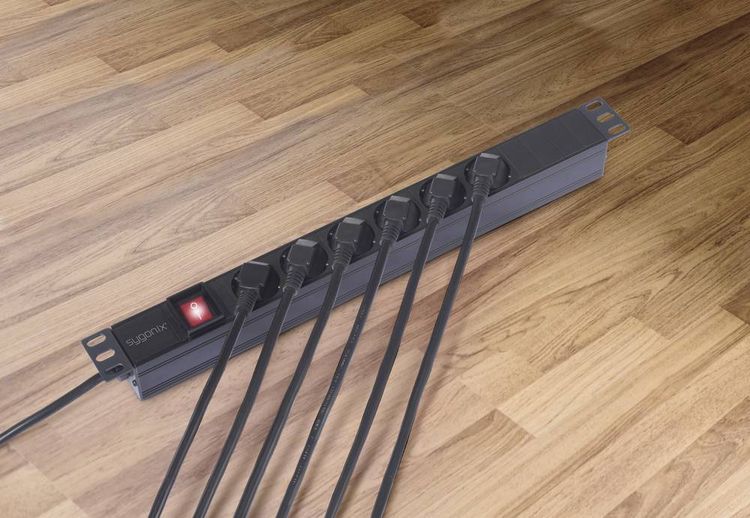 Sygonix 19-inch 6-way Power Strip Black Grounded 1 pc. (SY-6736978)