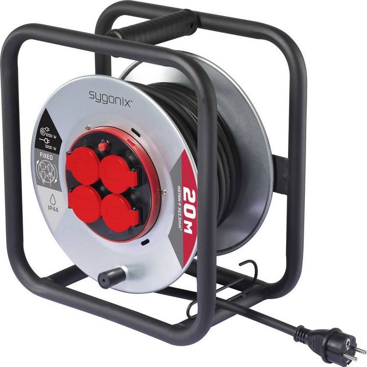 Sygonix Cable Reel Black with Schuko Plug (SY-10236117)