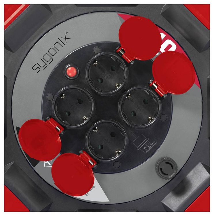 Sygonix SY-10236126 Cable Reel Black with Schuko Plug