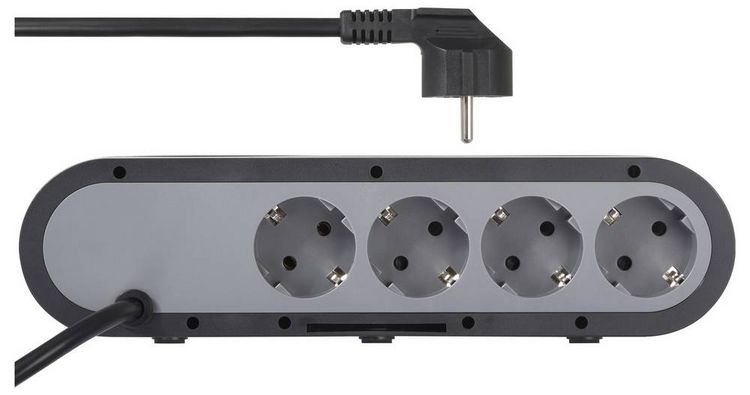 Sygonix SY-6901966 Tabletop Power Outlet - 5-way, Black/Grey, Grounded (SY-6901966)