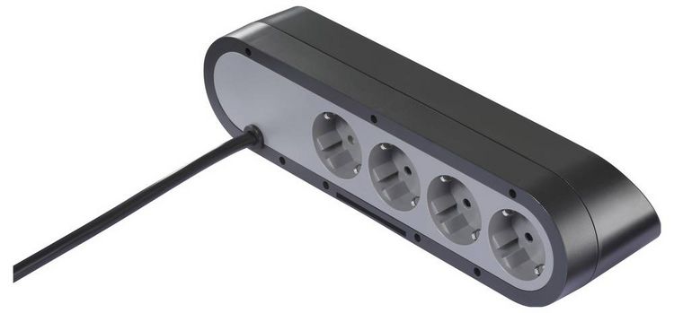 Sygonix SY-6901966 Tabletop Power Outlet - 5-way, Black/Grey, Grounded (SY-6901966)