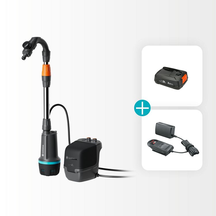 2200 Auto 18V P4A Cordless Rain Barrel Pump - Flow Rate 2400 l/h, Max Pressure 2.1 bar
