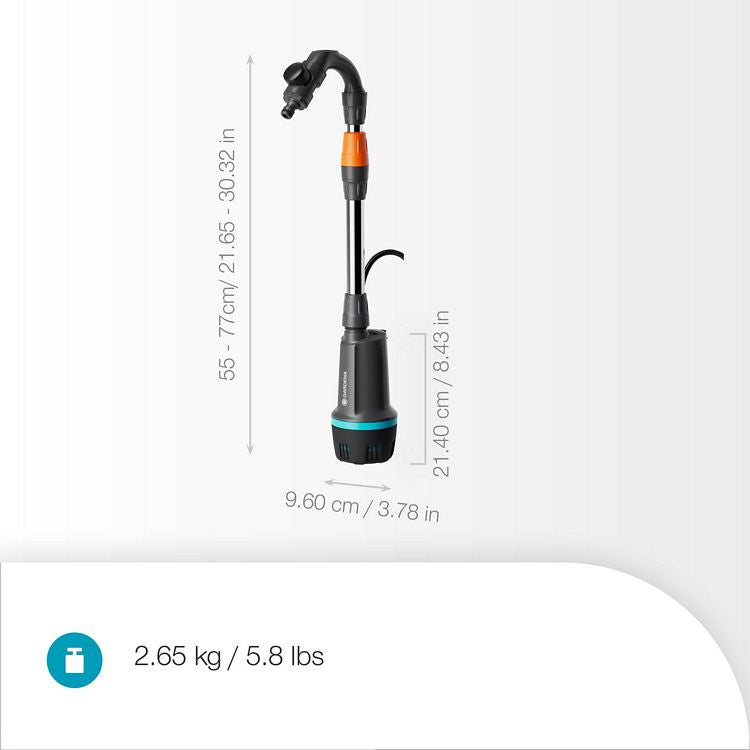 2200 Auto 18V P4A Cordless Rain Barrel Pump - Flow Rate 2400 l/h, Max Pressure 2.1 bar