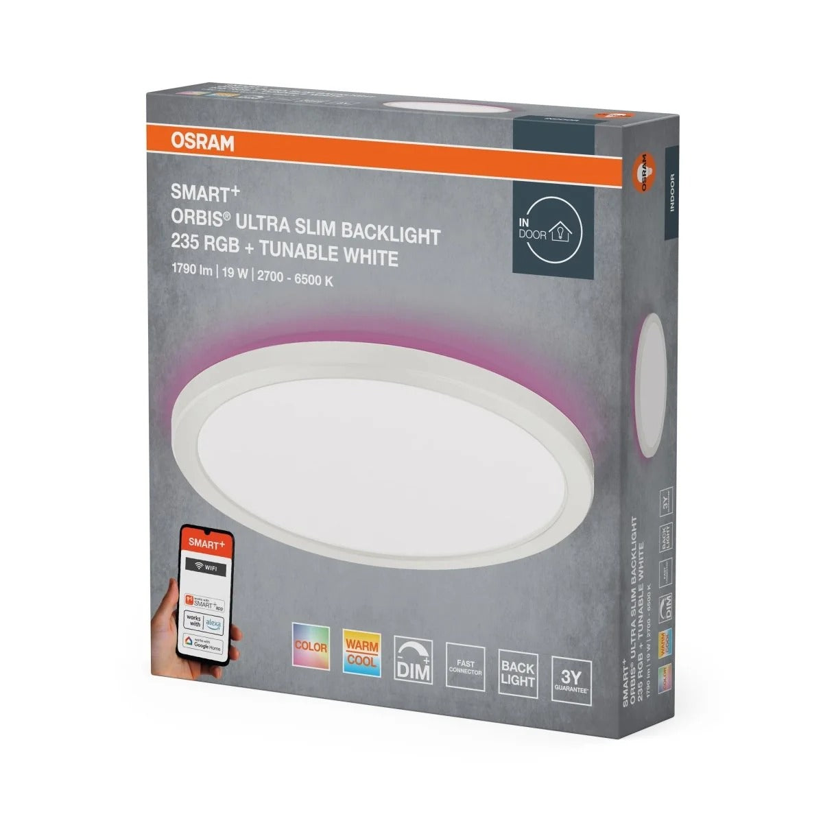OSRAM SMART+ ORBIS ULTRA SLIM BACKLIGHT 235 RGB TW WT 19W Wi-Fi Decorative Lamp