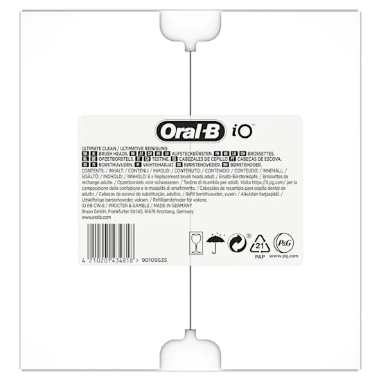 Braun Oral-B iO Ultimate Cleaning Replacement Brush Heads - White - 8 pcs.