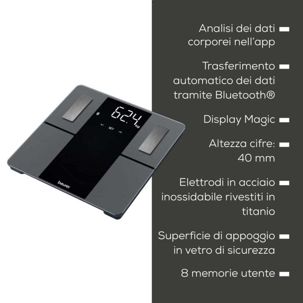 Beurer Digital Personal Scale, LED Display, BMI Measurement, Up to 180 kg (760.11)