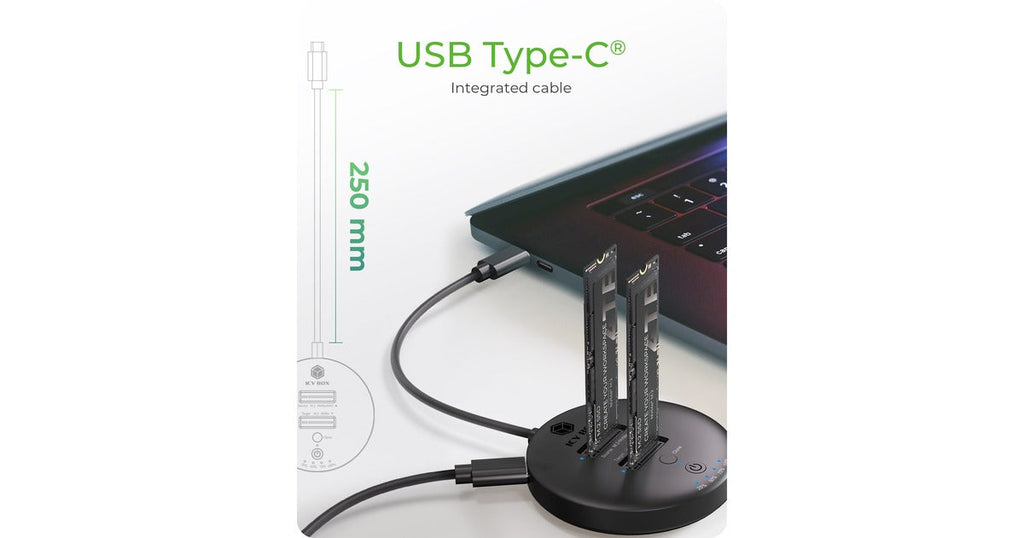 ICY BOX Docking Station for 2x NVMe & SATA M.2 SSD USB Type-C (IB-1612MCL-C31)