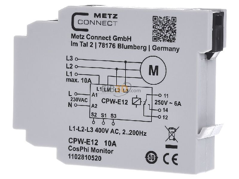 METZ CONNECT Monitoring Relay cosPhi CPW-E12 230AC1W 2.5A (110281052013)